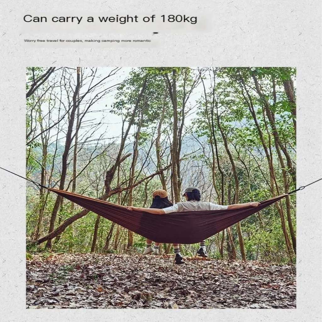 Hamock Outdoor Camping Hammock Swing Anti-Rollover Portable Hanging Basket Thickened Outdoor Double Hanging Hanmock(Brown)