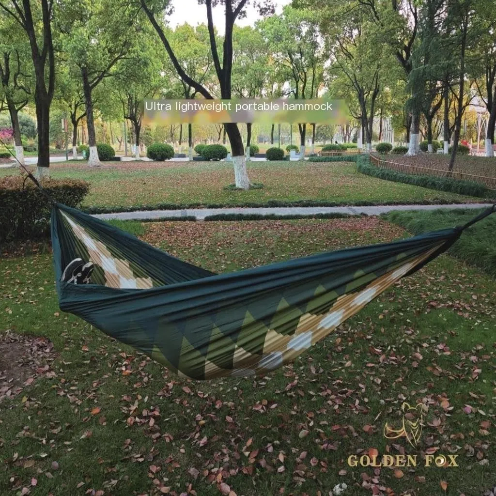 Hamock Outdoor Camping Leisure Single Single and Double Hammock Parachute Cloth Ultra-Light Park Camping Hammock Hanmock(Red)