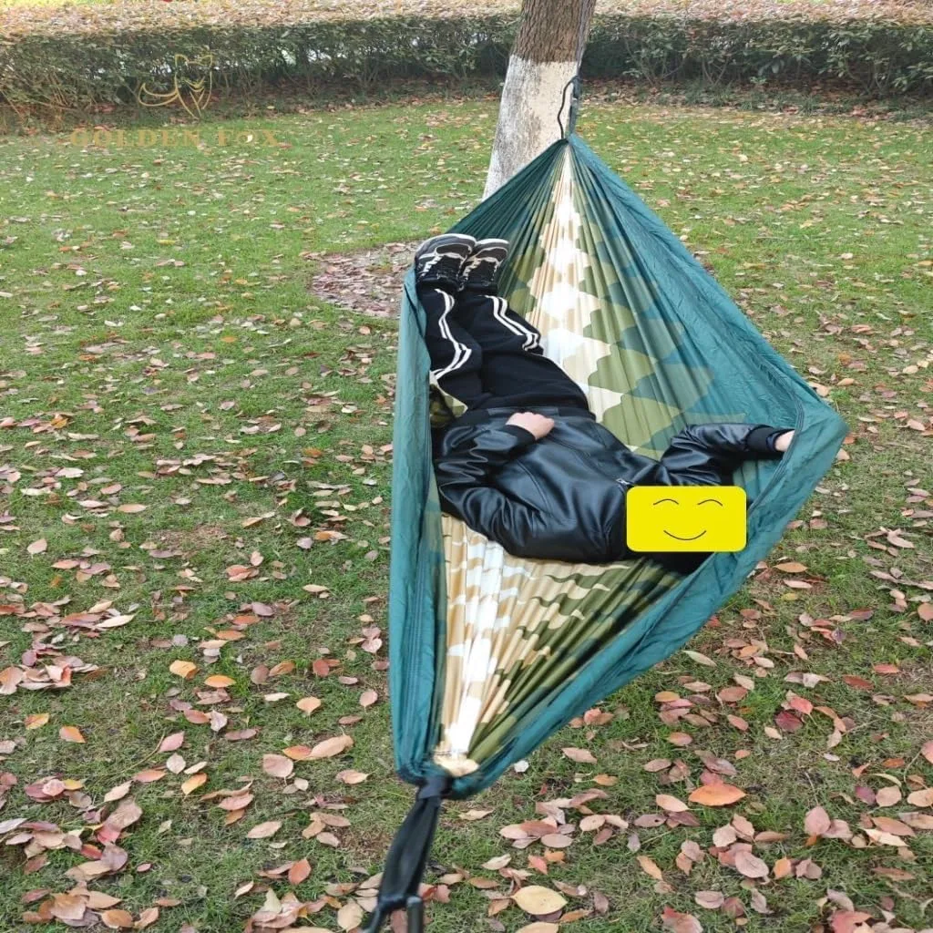 Hamock Outdoor Camping Leisure Single Single and Double Hammock Parachute Cloth Ultra-Light Park Camping Hammock Hanmock(Red)