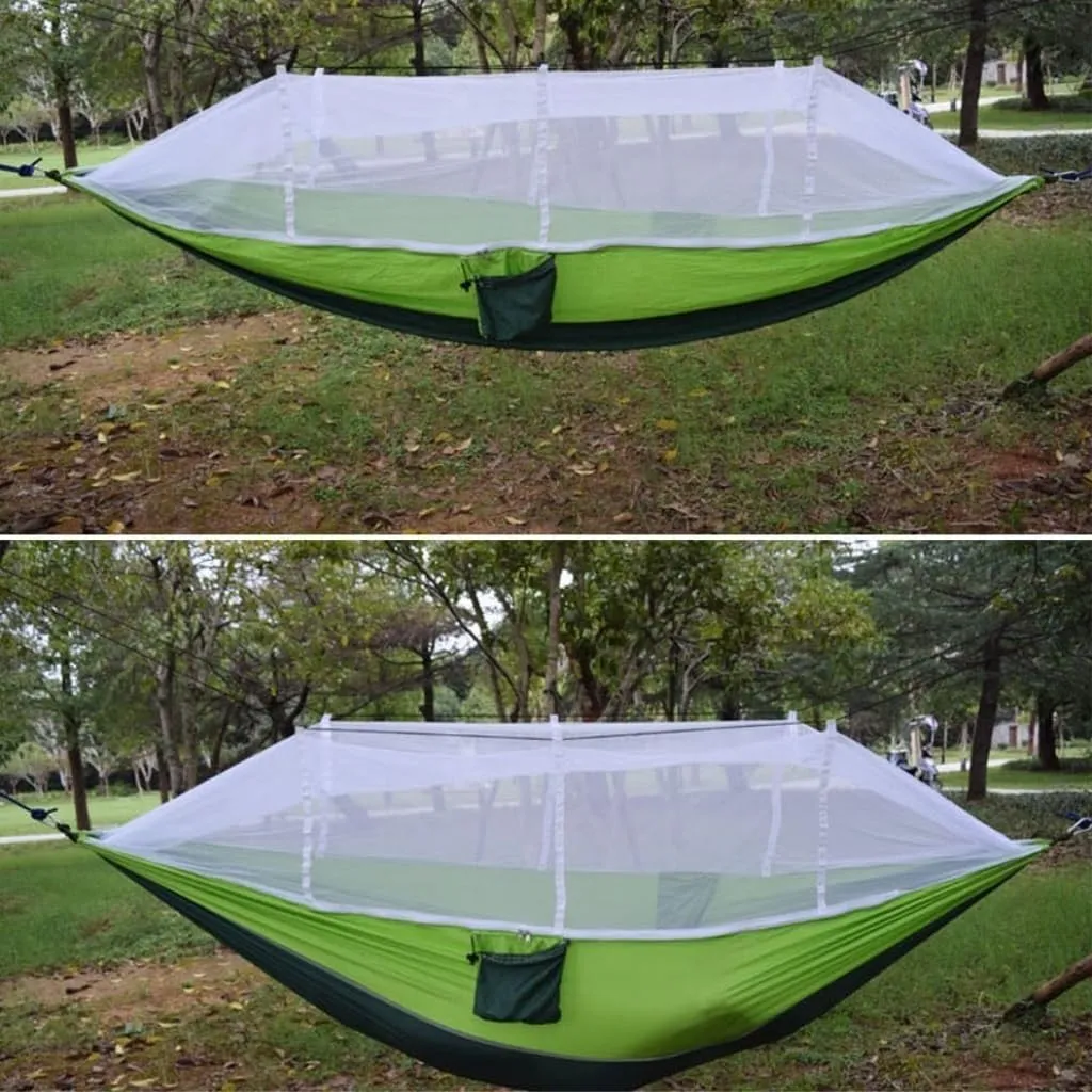 Hamock Outdoor Camping Mosquito Net Hammock Nylon Parachute Cloth Hammock with Mosquito Net Outdoor Swing Hammock Hanmock(C)