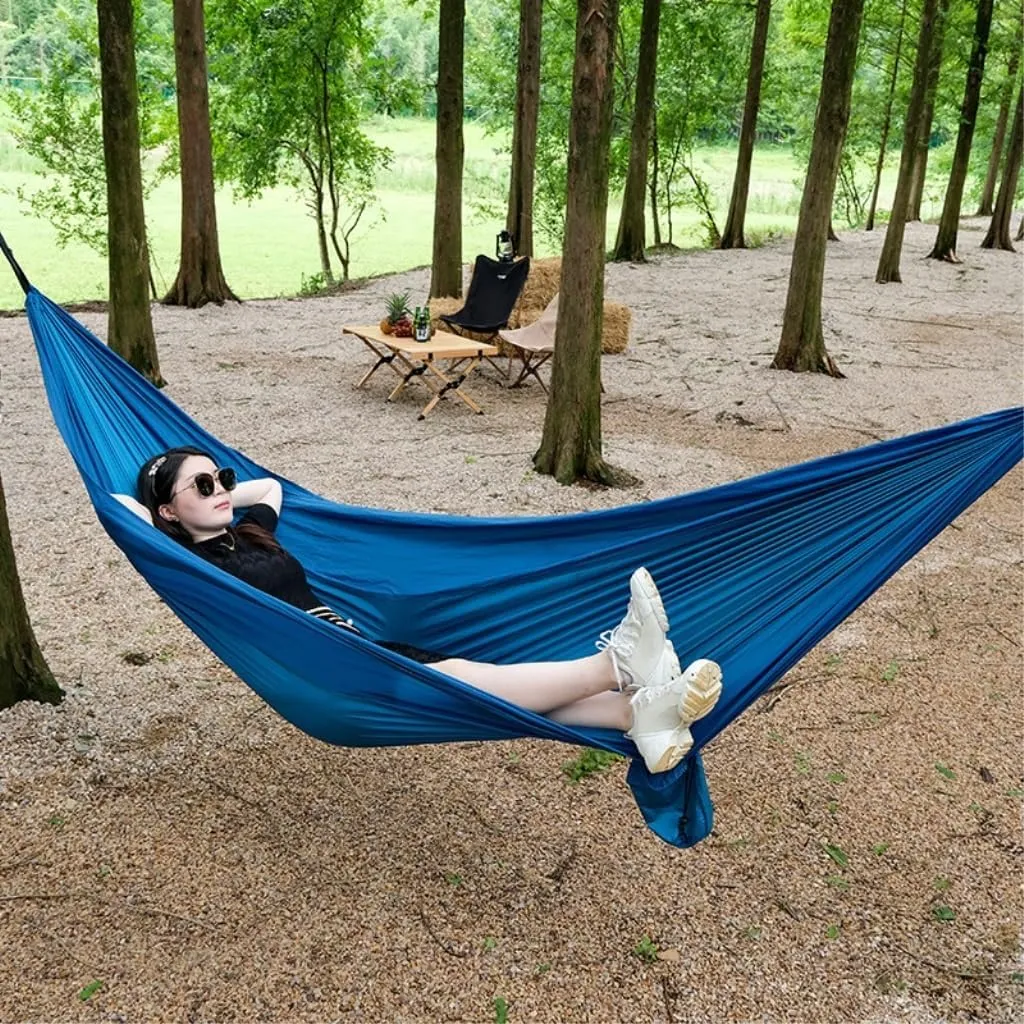 Hamock Outdoor Camping Parachute Nylon Cloth Single Double Outdoor Camping Cycling Indoor Leisure Outdoor Hammock Hanmock(Gray,B)