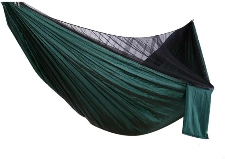 Hamock Outdoor Camping Quick-Open Mosquito Net Hammock 210T Nylon Hammock with Mosquito Net Outdoor Swing Hammock Hanmock(Black)