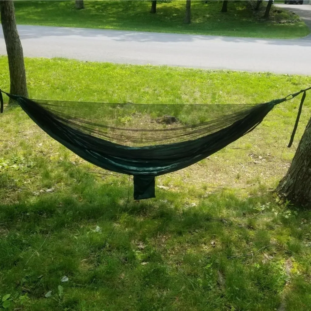 Hamock Outdoor Camping Quick-Open Mosquito Net Hammock 210T Nylon Hammock with Mosquito Net Outdoor Swing Hammock Hanmock(Black)