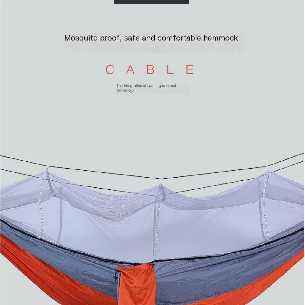 Hamock Outdoor Fully Automatic Quick-Opening Hammock with Mosquito Net, Outdoor Nylon Cloth Camping Pole Hammock Hanmock(B)