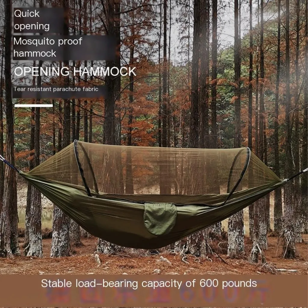 Hamock Outdoor Hammock Camping Anti-Rollover with Mosquito Net Camping Sleeping Swing Magical Double Portable Hanmock(Green,Large)