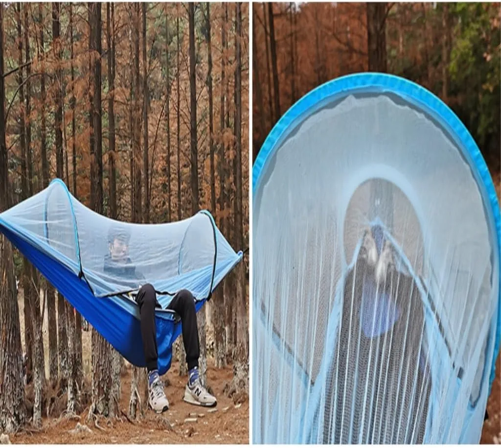 Hamock Outdoor Hammock Camping Anti-Rollover with Mosquito Net Camping Sleeping Swing Magical Double Portable Hanmock(Green,Large)