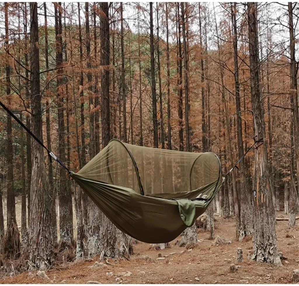 Hamock Outdoor Hammock Camping Anti-Rollover with Mosquito Net Camping Sleeping Swing Magical Double Portable Hanmock(Green,Large)