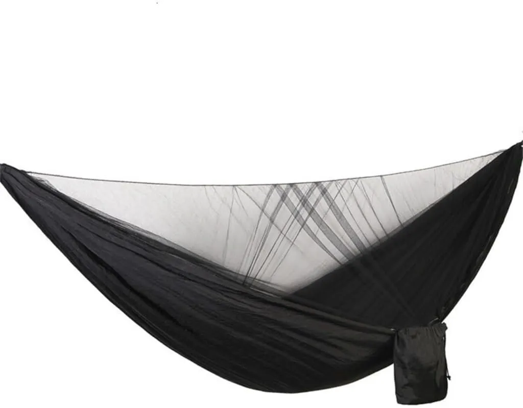 Hamock Quick-Release Hammock with Mosquito Net Hanging Sheet Double Parachute Cloth Anti-Rollover Camping Hammock Hanmock(B)