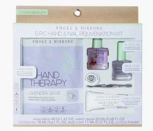 Hand & Nail Rejuvenation Kit, 5 Piece Set, Lavender Sage Aromatherapy Hand Mask, Cuticle Oil, Base Coat, Hand Cream & Cuticle Pusher, Keeps Hands Soft & Hydrated, Nourishes & Strengthens Nails