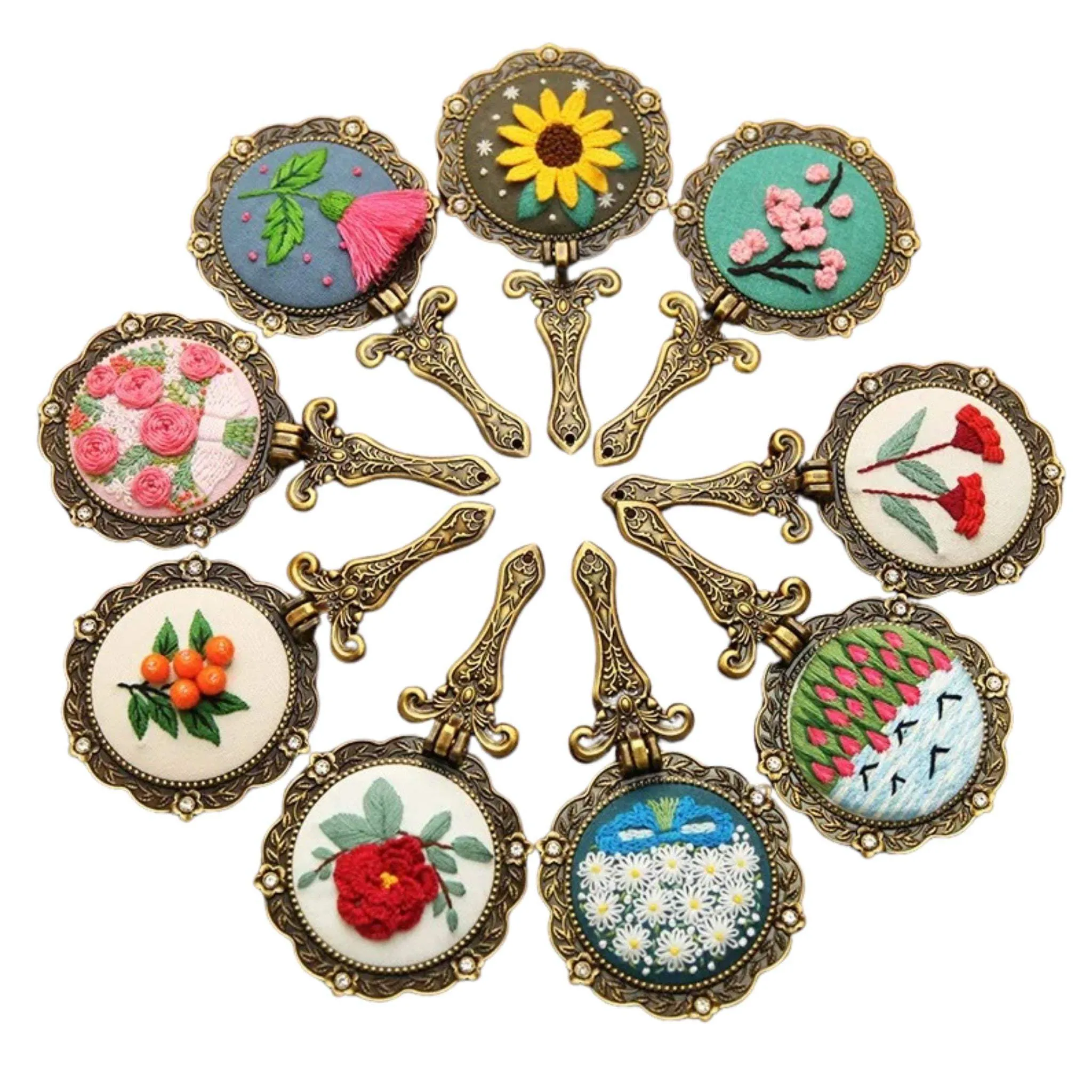 Hand Mirror Embroidery Kits DIY Beginner Embroidery Kit Adults Antique Effect Mirror Cross Stitch Craft Gift Idea
