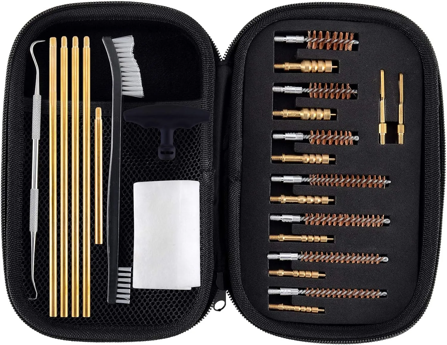 Handgun Rifle Cleaning Kit .22, .30, .243, .280, .40, .45, .357/9mm/.38 Multi-Caliber Bore Brushes Brass Jags Boosteady