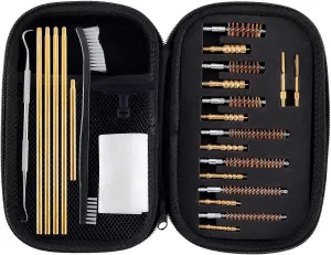 Handgun Rifle Cleaning Kit .22, .30, .243, .280, .40, .45, .357/9mm/.38 Multi-Caliber Bore Brushes Brass Jags Boosteady