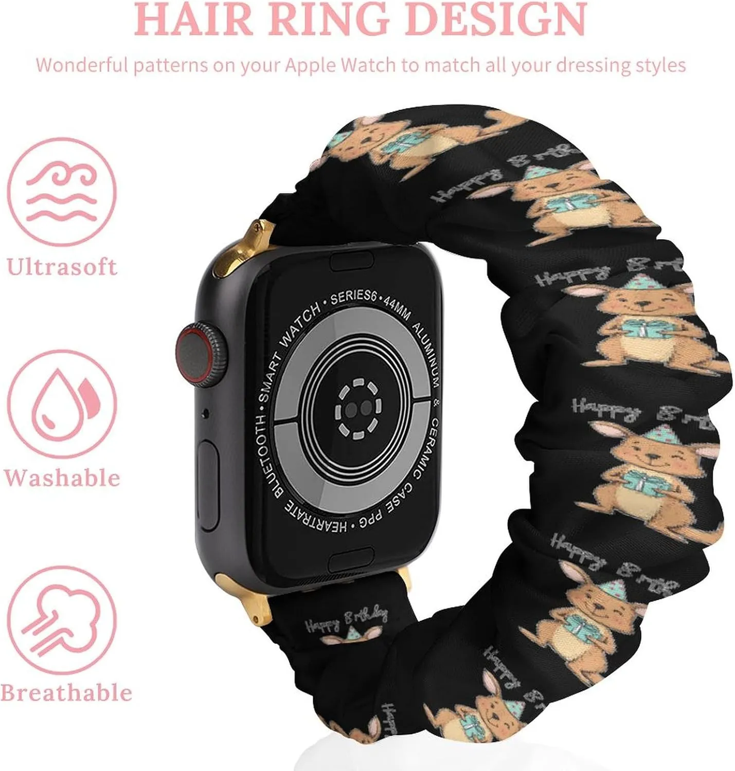 Happy Birthday Kangaroos Gift Fashion Watch Strap Scrunchies Wristbands Compatible With IWatch Series