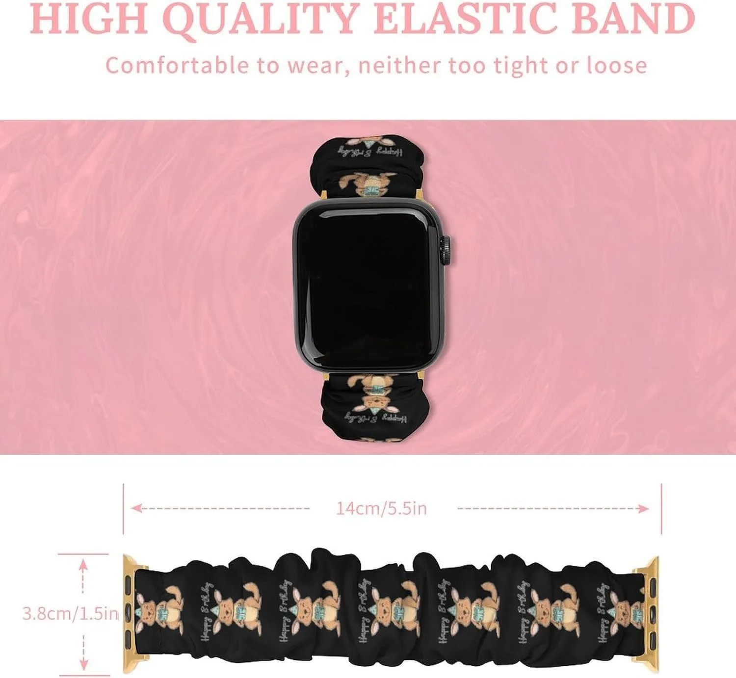 Happy Birthday Kangaroos Gift Fashion Watch Strap Scrunchies Wristbands Compatible With IWatch Series