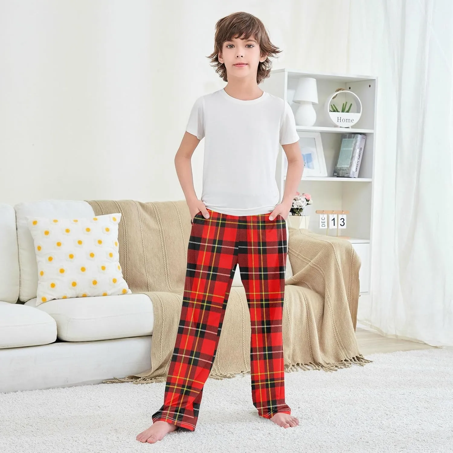 Happy Snowman Boys Track Pants Santa Hat Winter Snowflake Toddler Casual Pants Kids Athletic Pants for 6-8 Years