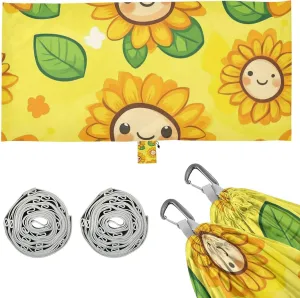 Happy Sunflower Yellow Outdoor Hammocks with Tree Straps Tree Hammock for Outside Patio Backyard Poolside