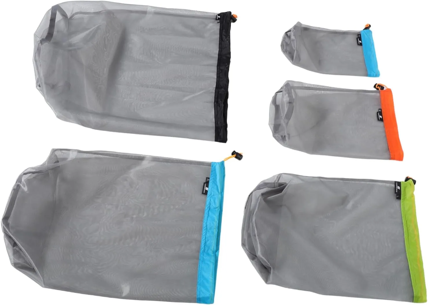 Happyyami Outdoor Storage Bag Set 6pcs Set for Camping Hiking Travel Mesh Drawstring Sack Laundry Bag Accessory Pouches