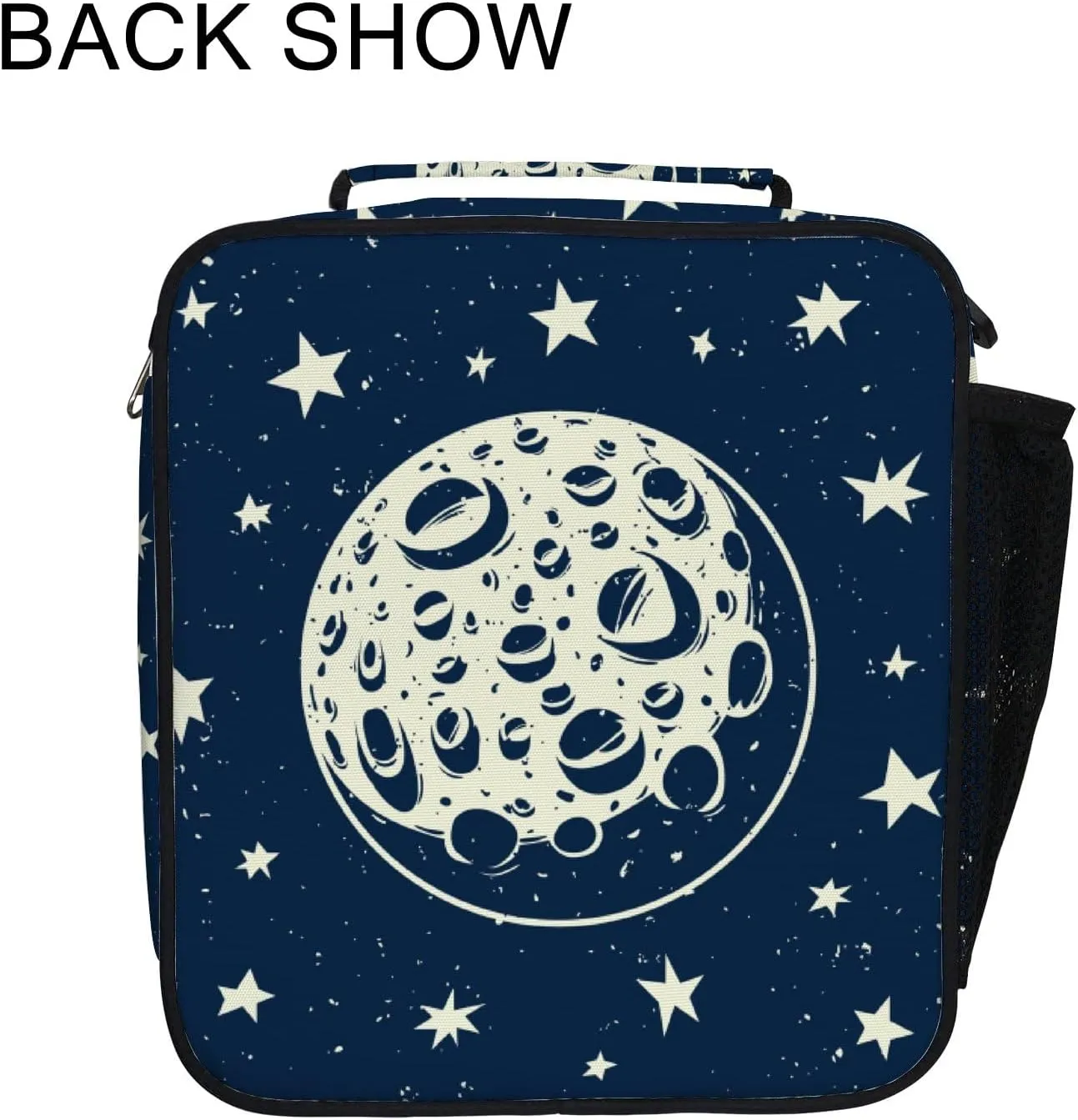 Hapuxt Lunch Box Lunch Bag with Adjustable Shoulder Strap Tote Stars Full Moon Craters Night Sky Insulated Waterproof Outdoor Work Office Picnic for Women Men