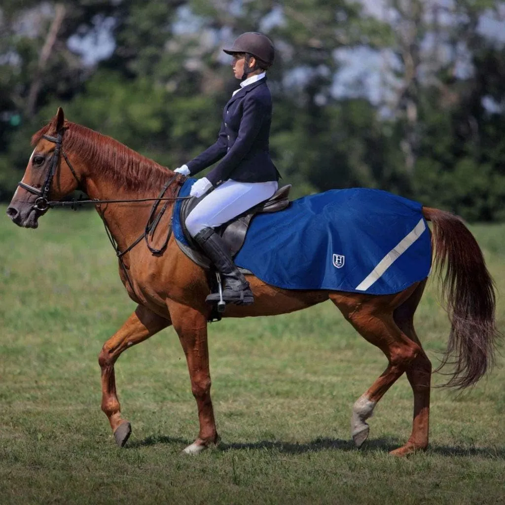 Harrison Howard Climax Horse Sheet Waterproof/Fleece Lining Horse Blanket with Hi-Vis Features Superb Night Safty on Road-Nautical Blue M