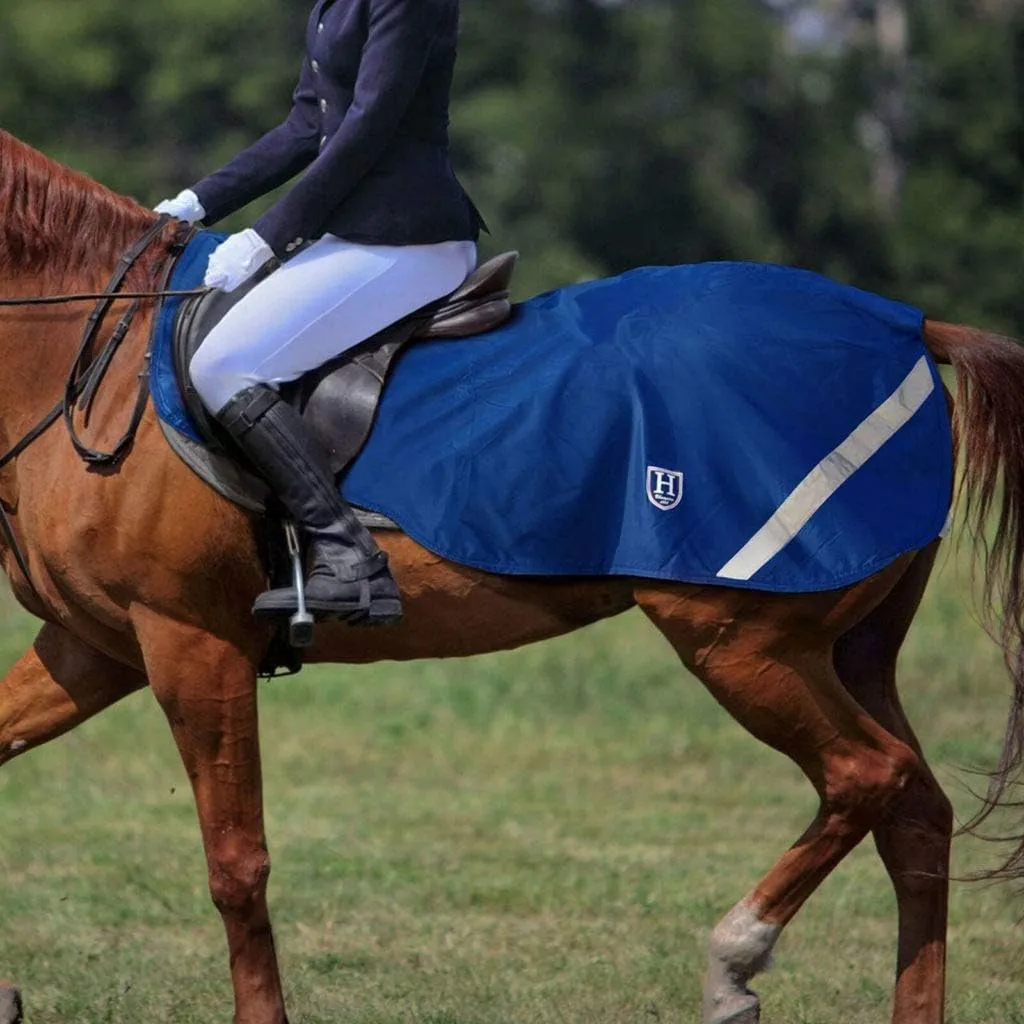 Harrison Howard Climax Horse Sheet Waterproof/Fleece Lining Horse Blanket with Hi-Vis Features Superb Night Safty on Road-Nautical Blue M