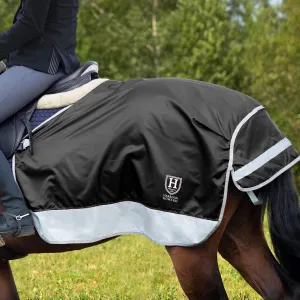 Harrison Howard FocalMax Quarter Horse Exercise Sheet Horse Blanket Hi-Vis Reflective Superb Night Safety with Tail Flap Horse Competition Rug-Black L