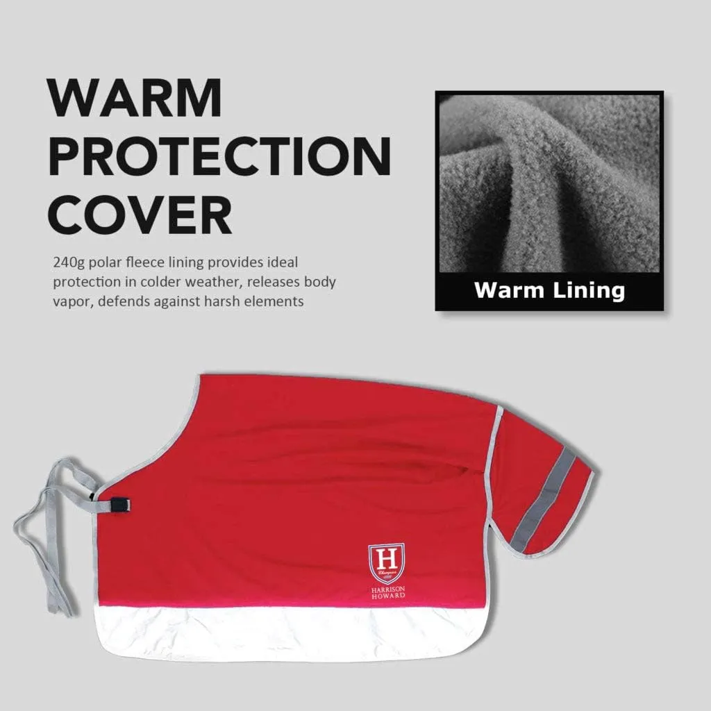 Harrison Howard FocalMax Quarter Horse Exercise Sheet Horse Blanket Hi-Vis Reflective Superb Night Safety with Tail Flap Horse Competition Rug-Red M