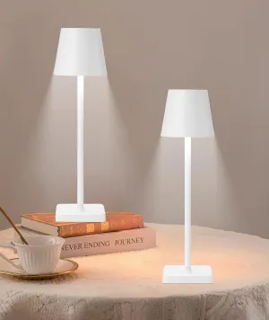 HASUN 2 Pack Rechargeable Table Lamp, LED Cordless Desk Lamp, 5200mAh Battery Operated Table Light, 3 Color Stepless Dimming Up Waterproof for Coffee Table/Indoor/Outdoor (White 2Pack)
