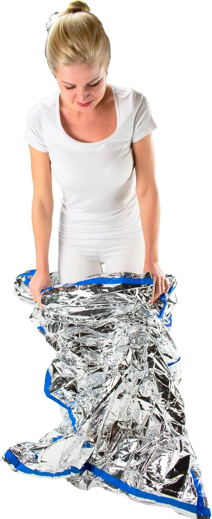 HealthyLine - Emergency Mylar Thermal Space Sleeping Bags (2 Pack) - for Detox & Weight Loss Sauna Experience, Far Infrared Therapy - Retains up to 97% of Body Heat - Silver 80in x 40in