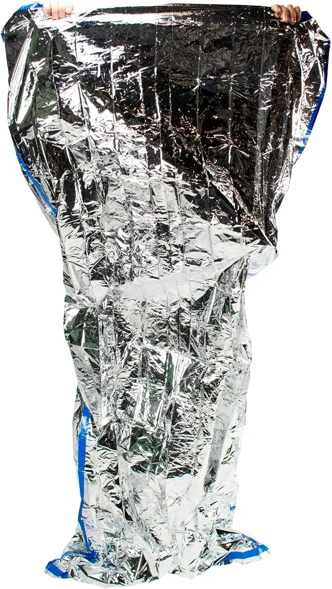 HealthyLine - Emergency Mylar Thermal Space Sleeping Bags (2 Pack) - for Detox & Weight Loss Sauna Experience, Far Infrared Therapy - Retains up to 97% of Body Heat - Silver 80in x 40in