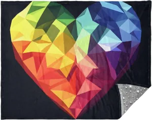 Heart Rainbow Black Outdoor Throw Blankets, 70x55in, Outdoor Blanket Warm, Insulation Blanket