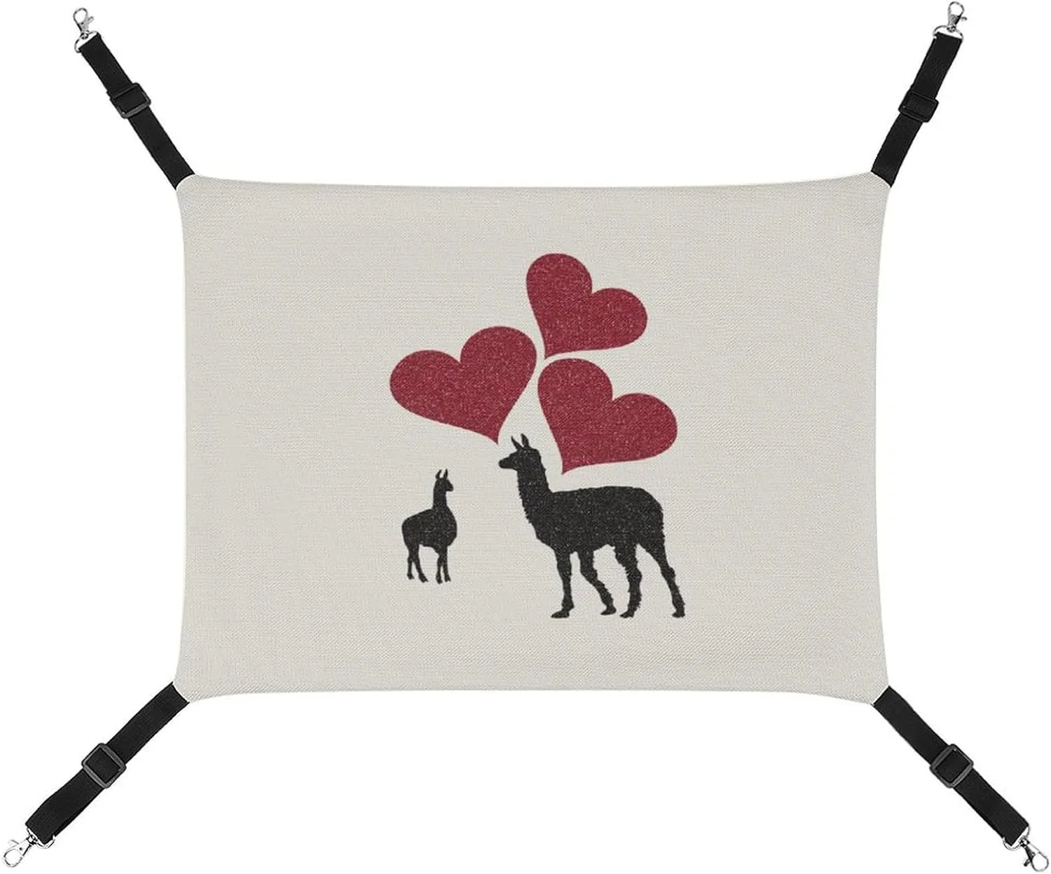 Hearts & Llamas Hanging Cat Bed Soft Breathable Pet Hammock for Cage Pet Sleeper for Kitten Ferret Puppy Rabbit