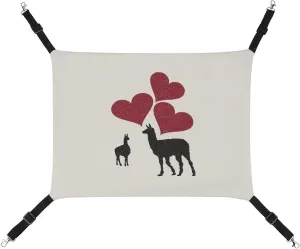 Hearts & Llamas Hanging Cat Bed Soft Breathable Pet Hammock for Cage Pet Sleeper for Kitten Ferret Puppy Rabbit