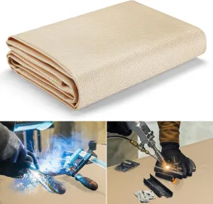 Heavy Duty Fiberglass Welding Fire Blanket, 4x6 ft Heat Resistant Blanket with Brass Grommets, Multi-Purpose Welding Mat for Grill, Smoker, Camping, Industrial Use
