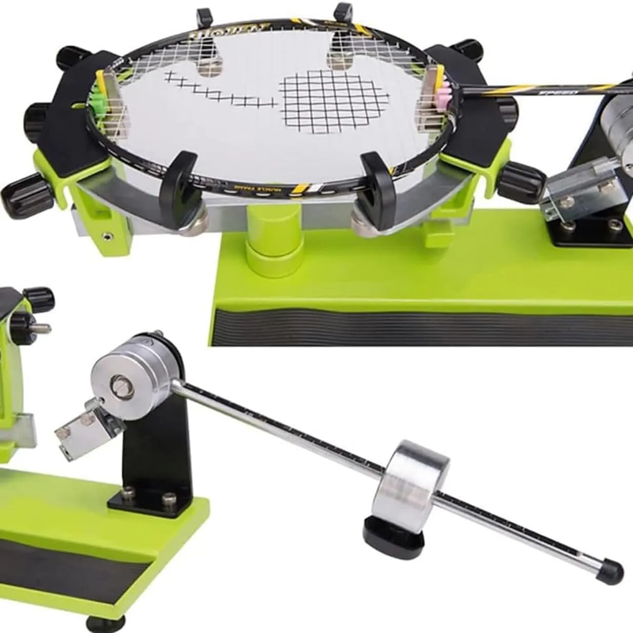 Heavy Hammer Tennis Stringing Machine – Desktop Racket Stringer with Six-Point Positioning Frame, 360° Rotation, and Auxiliary Kit for Tennis, Squash, and Badminton Rackets.