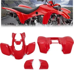HECASA Front & Rear Fender Set Compatible with 1999-2004 Honda TRX 400EX Mud Guard Kit Red
