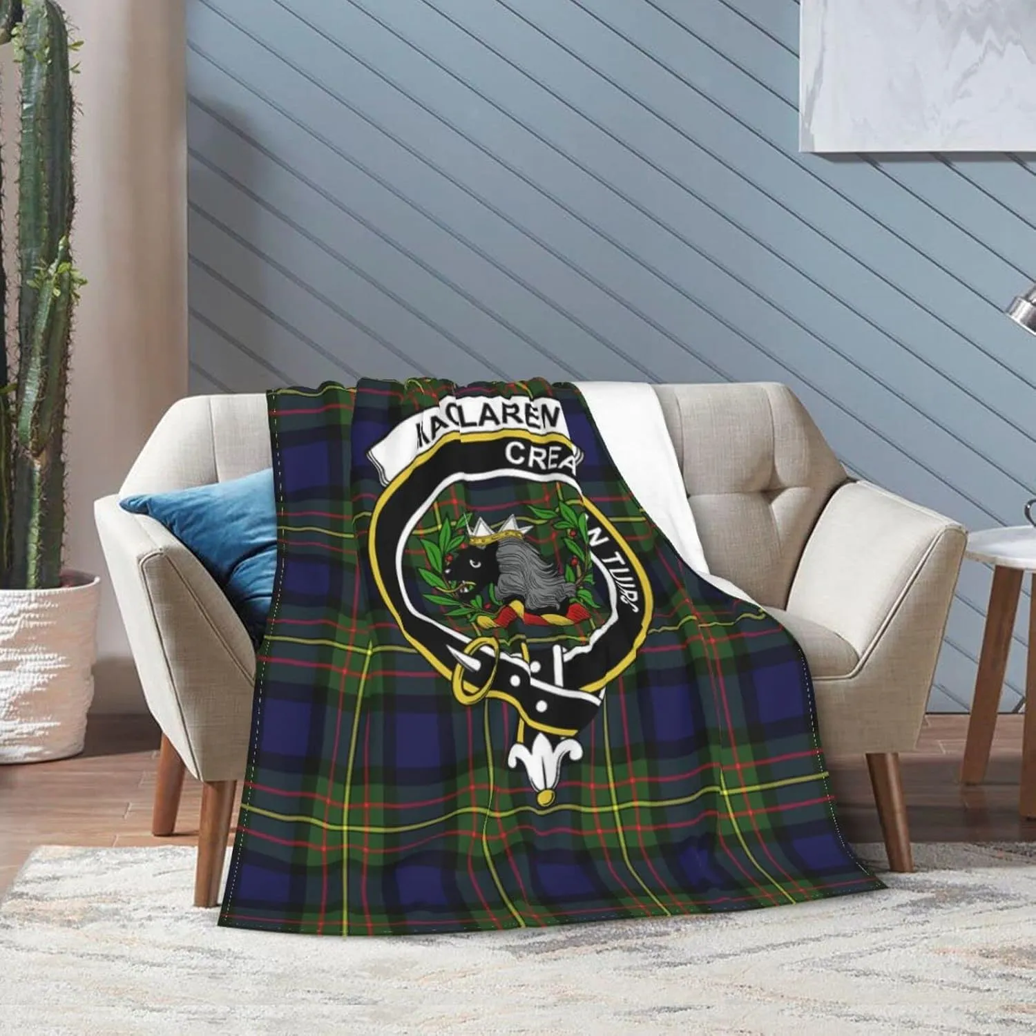 Hei Bai.JZQ Ultra Soft Flannel Fleece Blanket, Maclaren Modern Tartan Clan Badge Comfort Throw Blanket Home Decor for Couch Sofa 50"x40"