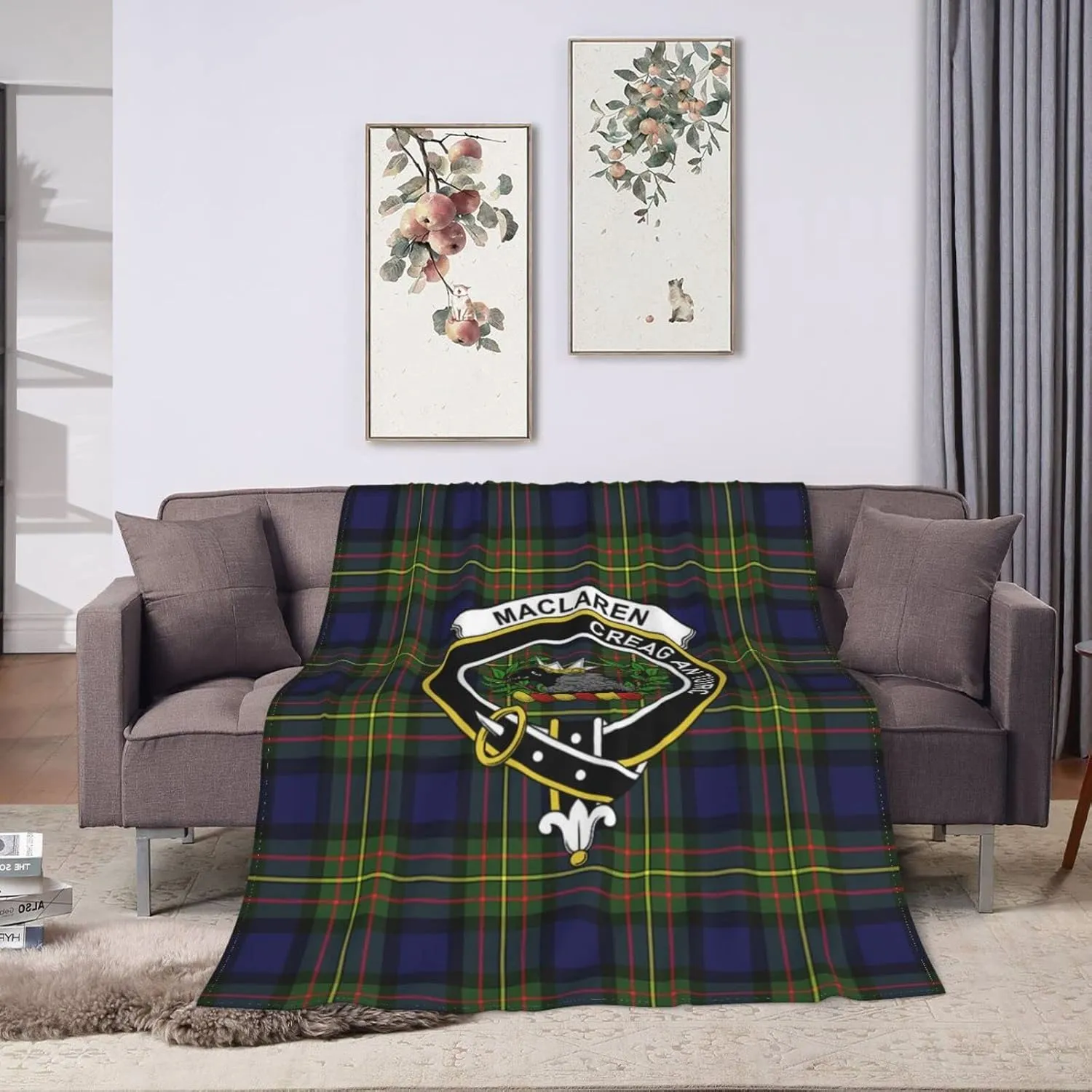 Hei Bai.JZQ Ultra Soft Flannel Fleece Blanket, Maclaren Modern Tartan Clan Badge Comfort Throw Blanket Home Decor for Couch Sofa 50"x40"
