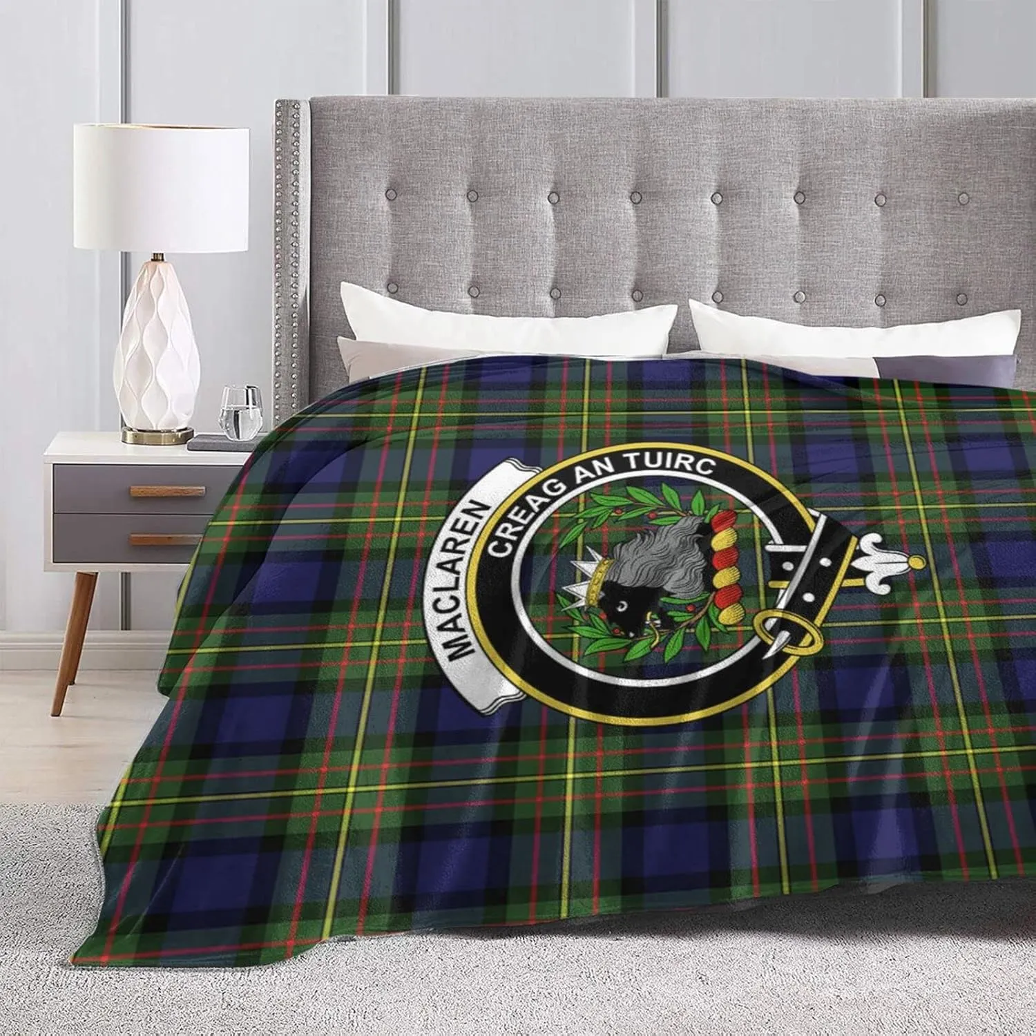 Hei Bai.JZQ Ultra Soft Flannel Fleece Blanket, Maclaren Modern Tartan Clan Badge Comfort Throw Blanket Home Decor for Couch Sofa 50"x40"