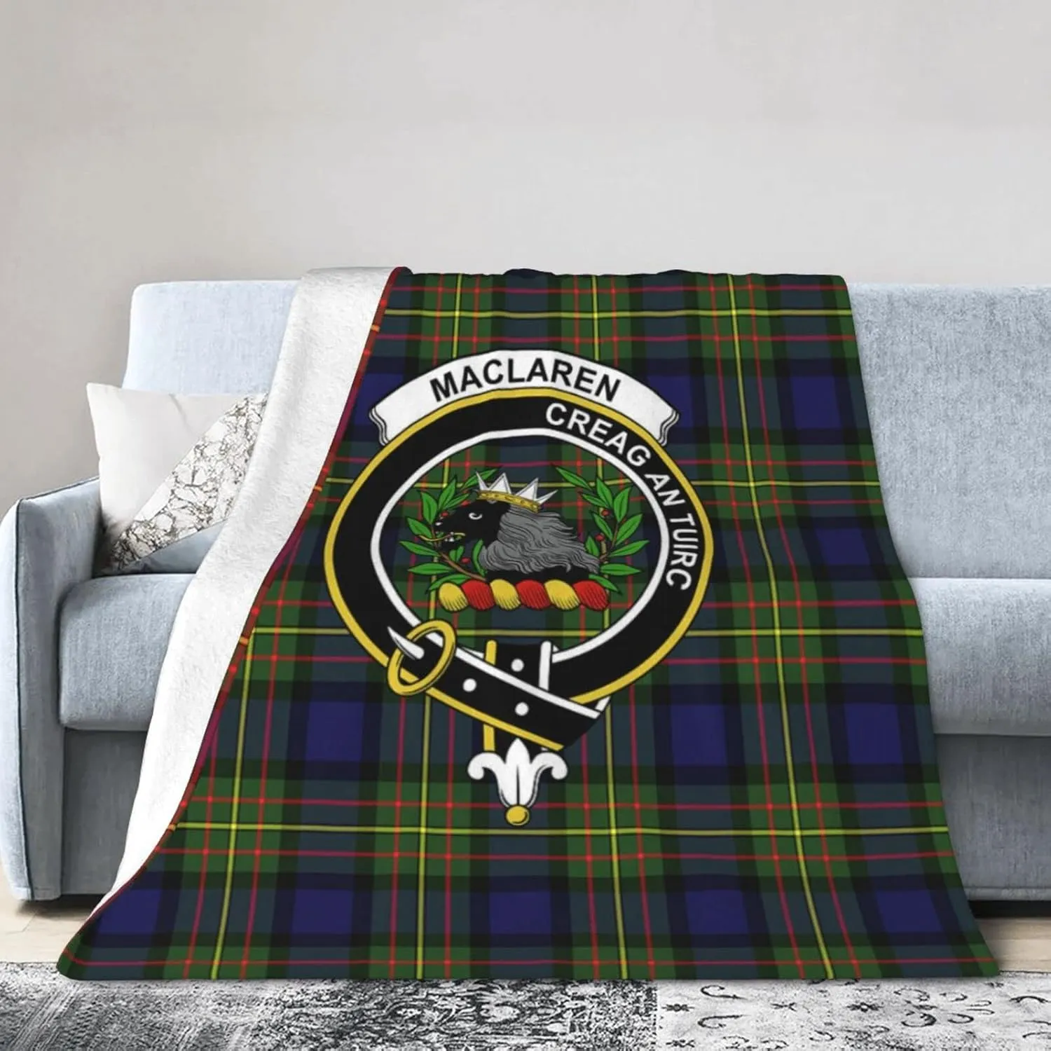 Hei Bai.JZQ Ultra Soft Flannel Fleece Blanket, Maclaren Modern Tartan Clan Badge Comfort Throw Blanket Home Decor for Couch Sofa 50"x40"