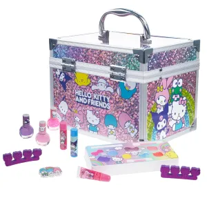 Hello Kitty & Friends - Townley Girl Train Case Makeup Set for Kids, Includes Lip Gloss, Eye Shimmer, Nail Polish, Brushes, and More! Perfect for Parties, Sleepovers, and Makeovers. Non-Toxic, Ages 3 