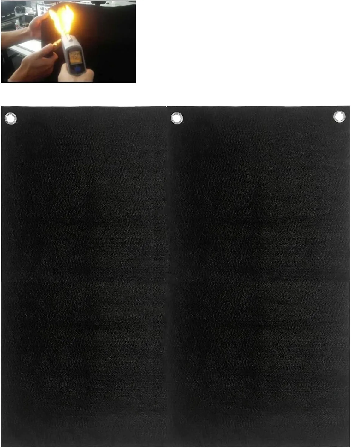 High Temp 36" X 36"(WL) Felt Carbon Fiber Welding Blankets Black (36''X36''X1/4'' with Ring)