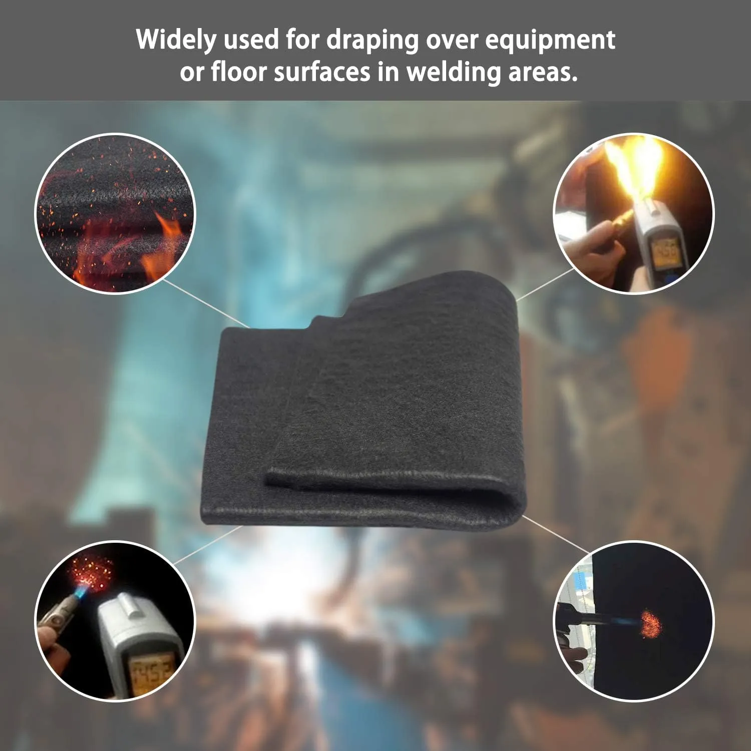 High Temp 48''X72''X1/8'' Carbon Fiber Welding Blanket Protect Work Area from Sparks & Splatte (48''X72''X1/8'')