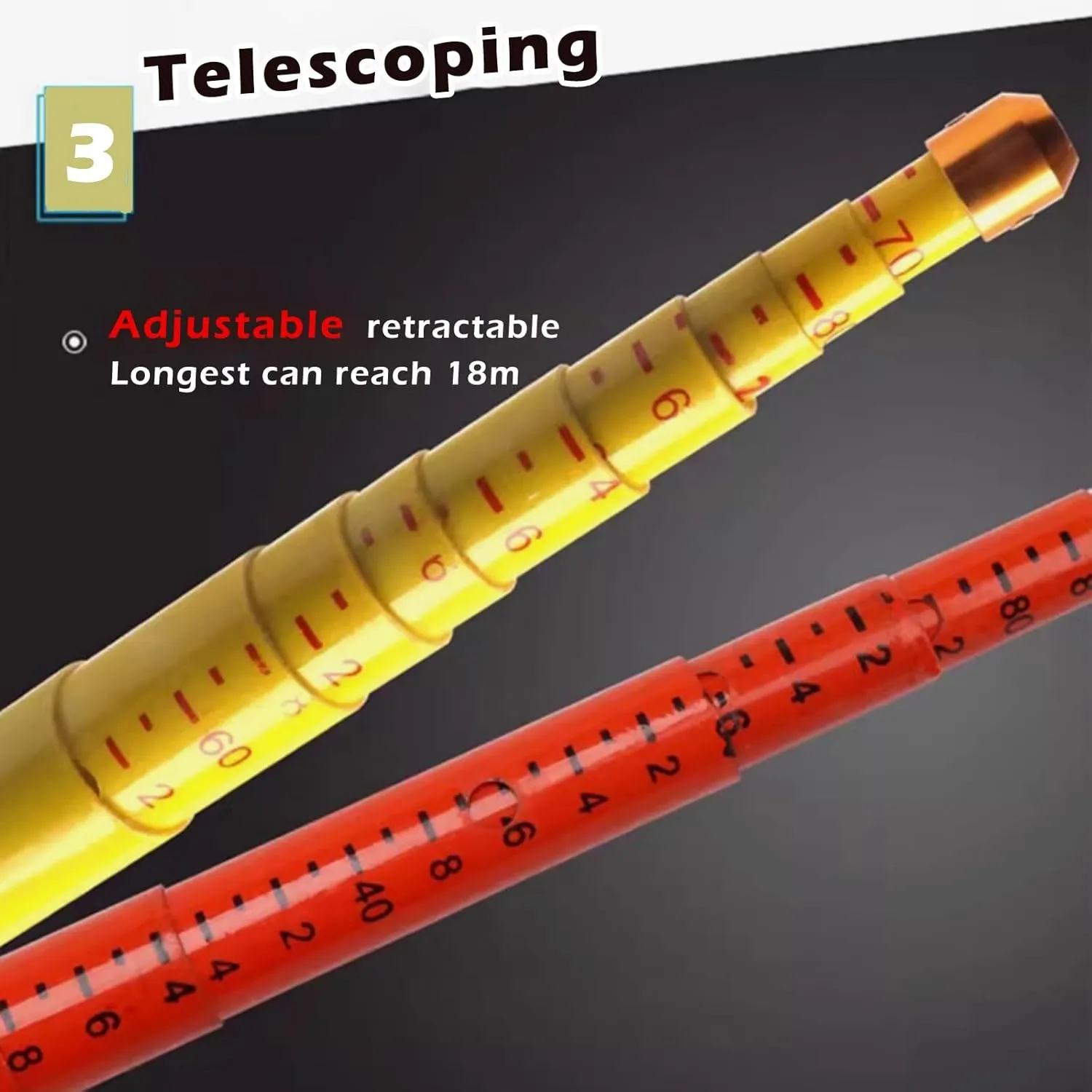 High-voltage Measuring Rods with Portable Bag, Lightweight measuring sticks for height, Tower Rule Power Measurement/Street Light Maintenance(59ft)
