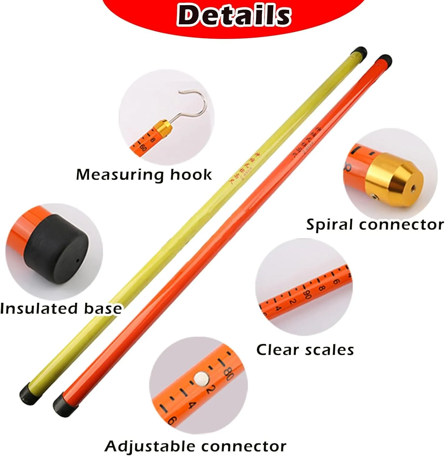 High-voltage Measuring Rods with Portable Bag, Lightweight measuring sticks for height, Tower Rule Power Measurement/Street Light Maintenance(59ft)