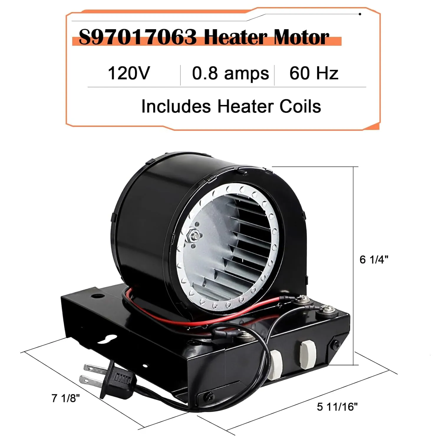 Hiorucet S97017063 97017063 Motor Blower Heater Assembly for Broan Nutone Heater, 655-C 655-B 655-A 655F 655 695 HFL695 656 658 659 Heating Fan Replacement for Broan Nutone Bathroom Exhaust Fan.