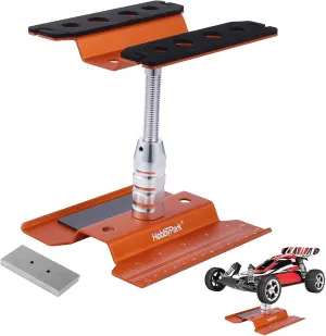 HobbyPark Aluminum RC Car Stand Work Station with Weight Repair Tools for 1/12 1/10 1/8 Crawler Truck Buggy Traxxas Redcat Axial RC4WD Tamiya HPI (Orange)
