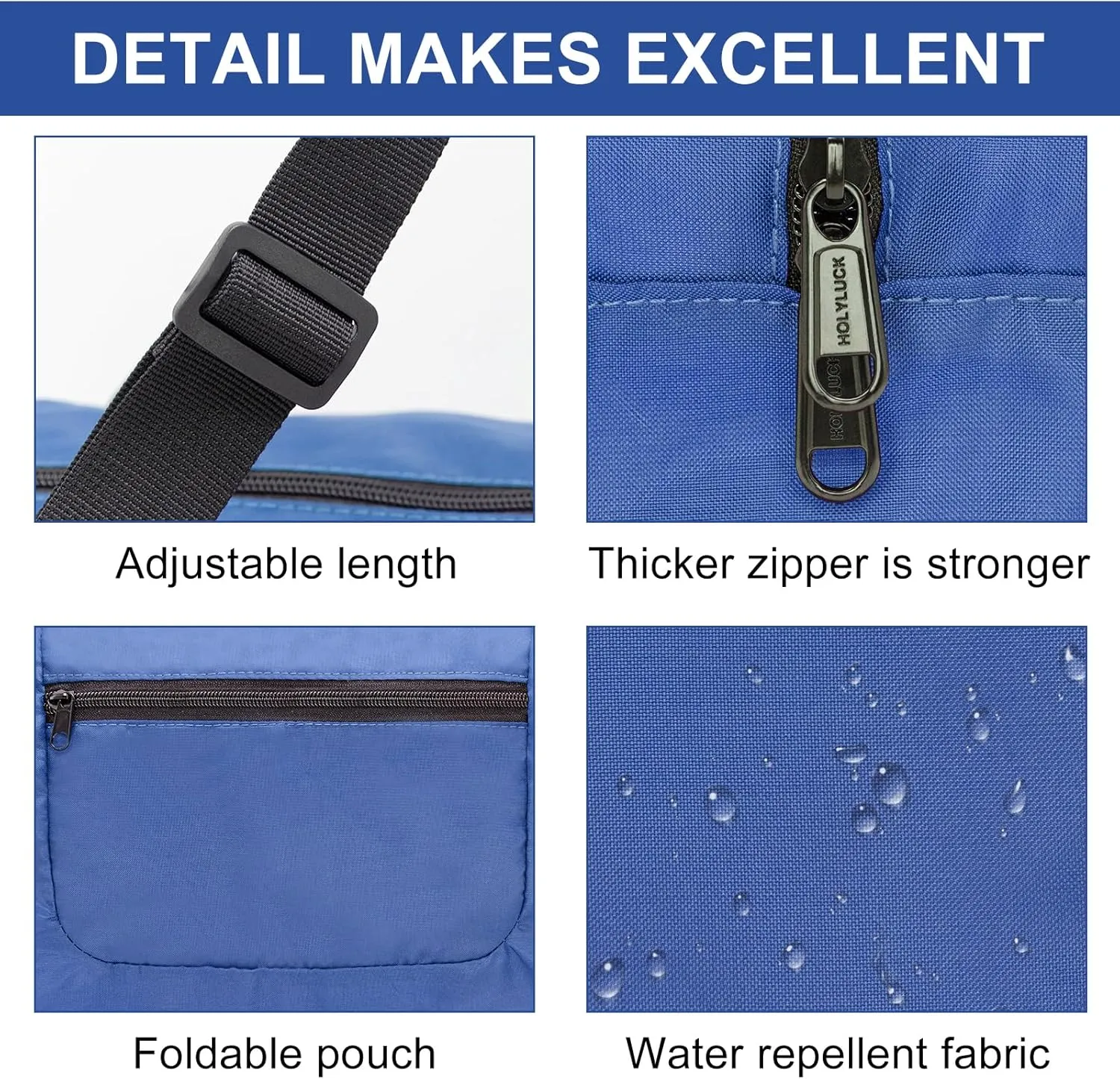 HOLYLUCK Foldable Travel Duffel Bag For Women & Men Luggage Great for Gym (Blue)