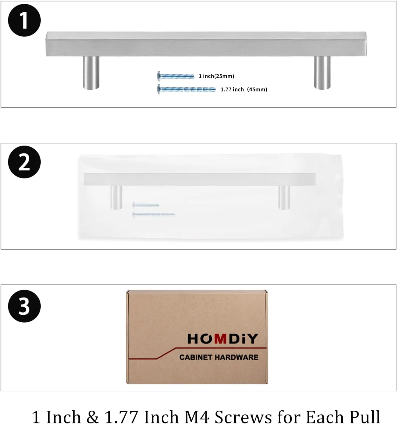 homdiy | 30 Pack 5in Hole Centers | Cabinet Handles Nickel Drawer Pulls Stainless Steel, Bar Handle Pull with Brushed Nickel Finish | Kitchen Cabinet Hardware/Dresser Drawers J22SN