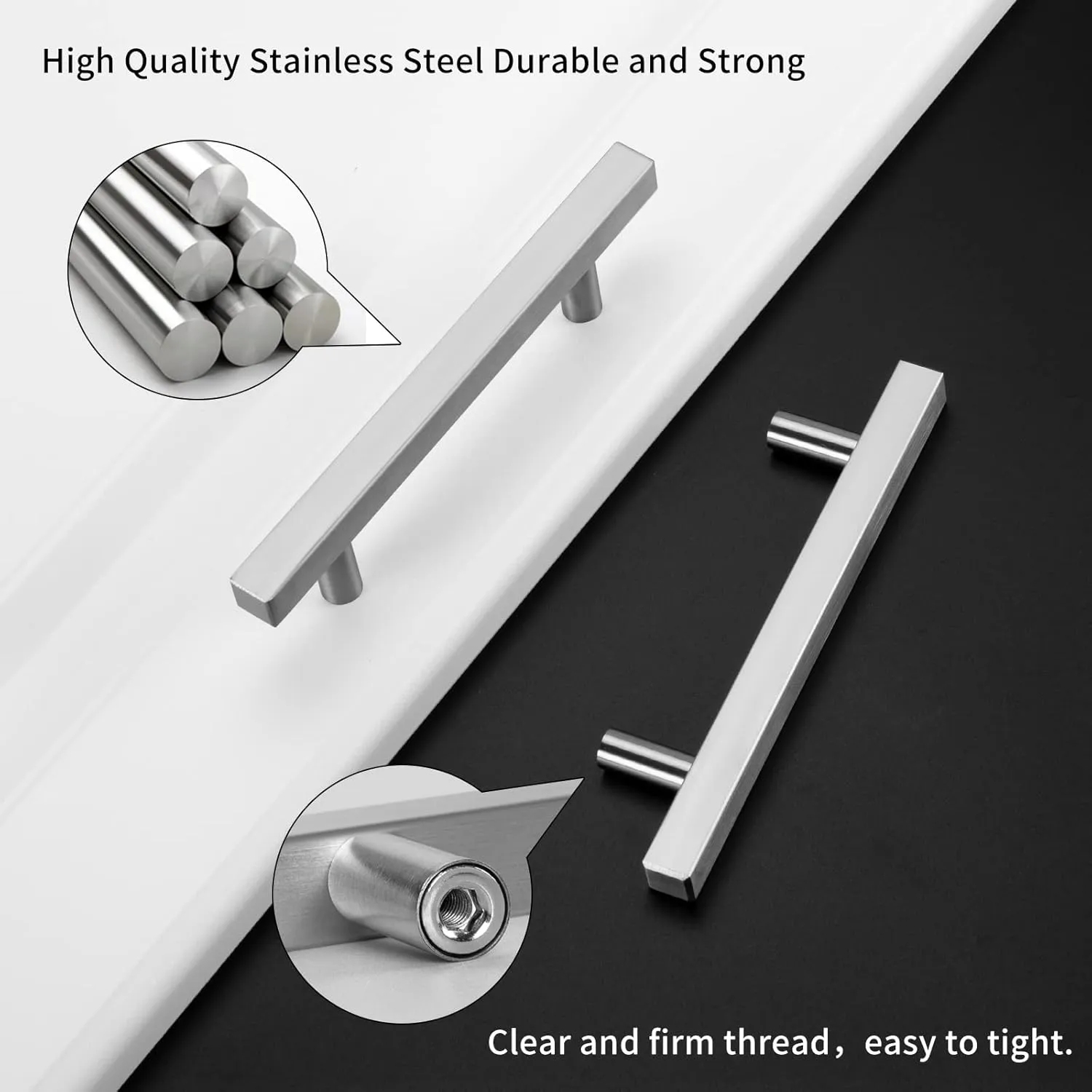 homdiy | 30 Pack 5in Hole Centers | Cabinet Handles Nickel Drawer Pulls Stainless Steel, Bar Handle Pull with Brushed Nickel Finish | Kitchen Cabinet Hardware/Dresser Drawers J22SN