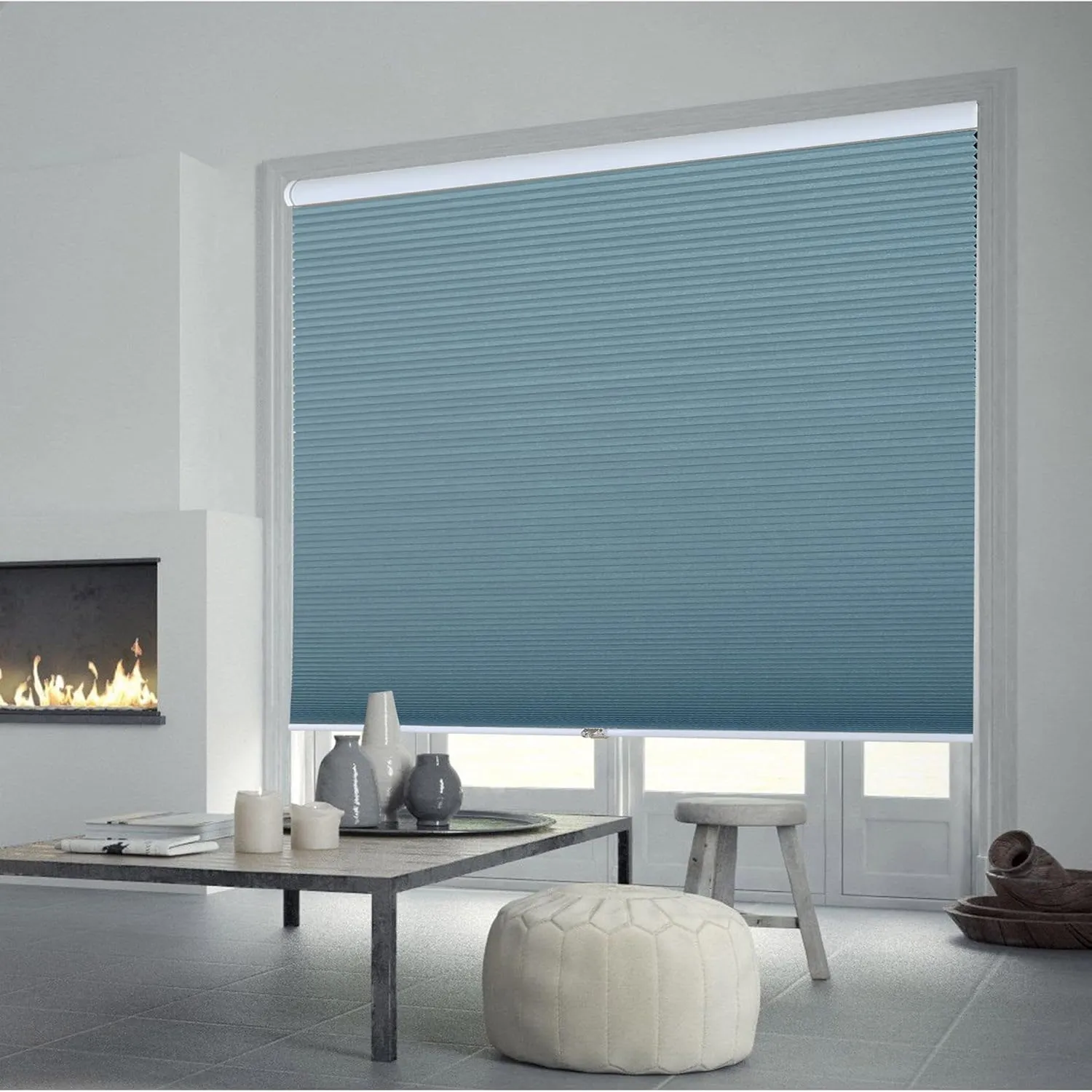 Homebox Cordless 100% Blackout Cellular Shades for Home,Shades for Indoor Windows, Honeycomb Blinds 19" W x 72" H Navy Blue